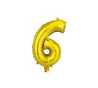 Homéa, Ballon Chiffre 6 Métallisé en Aluminium avec Paille H40 cm Or