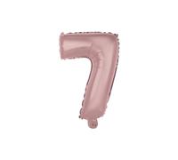 Homéa, Ballon Chiffre 7 Métallisé en Aluminium avec Paille H40 cm Rose Gold