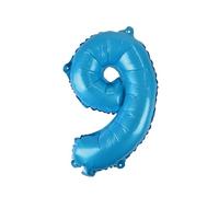 Homéa, Ballon Chiffre 9 Métallisé en Aluminium avec Paille H40 cm Multicolore