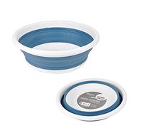 Homéa, Bassine Rétractable Plastique et Silicone 9L Ø37 x H13 cm Bicolore Blanc/Bleu Paon