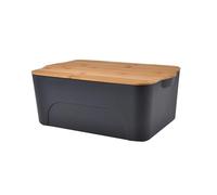 Generique Boîte de Rangement Déco "Pratique" 16 L Couvercle bambou Anthracite & Naturel