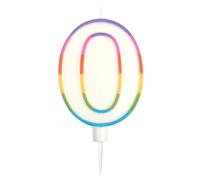 Bougie d'anniversaire chiffre 0 - Multicolore 10,5 cm