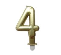 Homéa, Bougie Anniversaire Chiffre 4 avec Support Plastique H7,5 cm Or