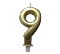 Homéa, Bougie Anniversaire Chiffre 9 avec Support Plastique H7,5 cm Or