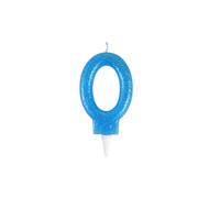 Bougie d'Anniversaire Paillette Chiffre 0 - Bleu