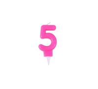 Homéa, Bougie Anniversaire Paillette Chiffre 5 H7,5 cm Rose