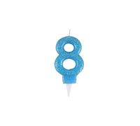 Homéa, Bougie Anniversaire Paillette Chiffre 8 H7,5 cm Bleu