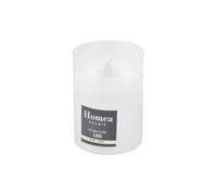 Homéa, Bougie LED Verrine Verre Transparent Cire Blanc D7,5 x H10 cm Blanc Chaud