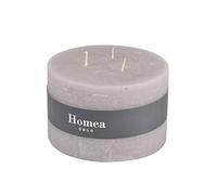 Homéa, Bougie Pilier 3 Mèches Ø12,5 x H8 cm Rustique Coloris Lin