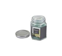 Homéa, Bougie Verrine avec Couvercle Métal 5,4 x 5,4 x 7,2 cm Essentiel Parfum The Vert