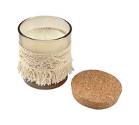 Homéa, Bougie Verrine Macrame Couvercle Liege D7 x 8 cm Parfum Romance Florale