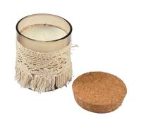Homéa, Bougie Verrine Macrame Couvercle Liege D9 x 10 cm Parfum Romance Florale
