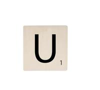 Homéa, Lettre Bois Déco Murale 15 x 15 cm "U", Naturel