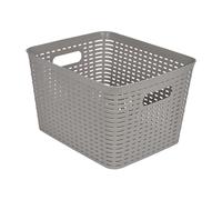 Homéa, Paniere Tressée Plastique 23L 35 x 29,5 x H22 cm Taupe