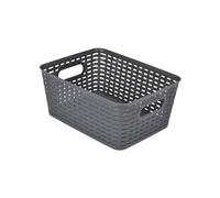 Homéa, Paniere Tressée Plastique 9L 30 x 23 x H13 cm Anthracite