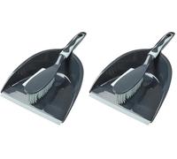 Homéa, Pelle et Balayette Plastique avec Poils TPR et Raclette Anthracite/Bleu Givré (Lot de 2)