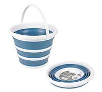 Homéa, Seau Rétractable Plastique et Silicone 10L Ø32 x H,24 cm Bicolore Blanc/Bleu Paon