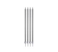 Homéa, Set de 16 Bougies Anniversaire Longues + Supports Plastique H14,5 cm Argent