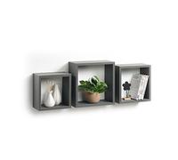Homéa, Set de 3 Cubes Gigognes MDF 23/26,5/30 cm Gris Anthracite