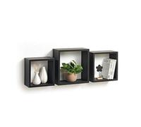 Homéa, Set de 3 Cubes Gigognes MDF 23/26,5/30 cm Noir