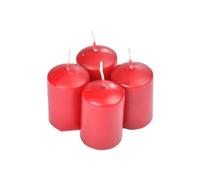 Homéa, Set de 4 Bougies Pilier Ø4 x H6 cm Essentiel Parfum Fruits Rouges