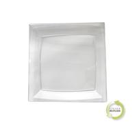 Homéa, Set de 6 Assiettes Carrées en Plastique Réutilisable 23 cm Transparent