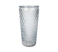 Homéa, Vase Haut Verre Relief Losange Ø11,5 x H23 cm Bleu Ciel