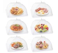 Homealexa 6pcs Cloche Alimentaire Pliable Anti-Mouche Couvercle de Nourriture en Maille Pliant Tente Parapluie Anti-Insectes Anti-moustiques Protection pour Barbecue Pique-Nique Aliments 44x44x30 cm