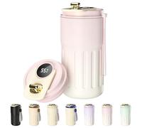 Homealexa Gobelet Café Affichage Numérique - Bouteille Isotherme 410 ml en Acier inoxydable 316 avec Couvercle Isolation sous Vide anti-Fuite (Rose)