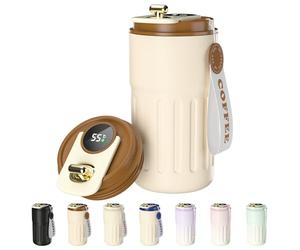Homealexa Gobelet Café Affichage Numérique - Bouteille Isotherme 410 ml en Acier inoxydable 316 avec Couvercle Isolation sous Vide anti-Fuite Café
