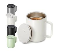 Homealexa Mug à Café 400 ml Double Paroi sous Vide Thermo Tasse à Café et à Thé en Acier Inoxydable Mug Thermique avec Poignée et Couvercle Coulissant