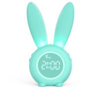 Homealexa Réveil Matin à Induction en Forme de Lapin Mignon, Intelligent Réglage Automatique de la Lumière de Respiration, Affichage Temps/Date/Température, Contrôle Vocal ou Tremblement