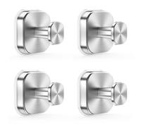 homeasy 4 Pièces Crochets Ventouse Puissants Sans Perçage, Inox, Argenté | Étanche, Porte Serviette Cuisine & Salle de Bain, Idéal Fenêtres et Surfaces Lisses