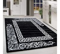 HomebyHome Grand Tapis Salon Moderne Tapis Chambre Tapis Noir 240x340 cm - Tapis Poil Court Salle de Séjour Bordure Concevoir Doux et Moelleux - Tapis Cuisine Enfant Moquette à Poils Ras