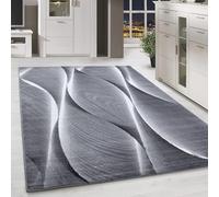HomebyHome Tapis 120x170 cm Gris, Design Moderne Effet Bois avec Vagues, Poils Courts pour Salon, Chambre, Salle à Manger ou Cuisine, Extra Doux