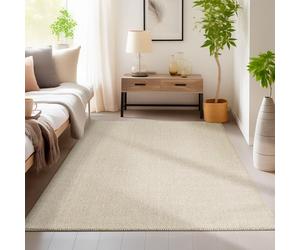 HomebyHome Tapis 200x290 cm Beige, Bou oux Uni, Facile d'entretien et Moderne, pour Salon ou Salle à Manger