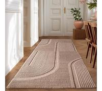 HomebyHome Tapis bohème - 80 x 250 cm - Beige - Tapis de couloir scandinave doux avec effet 3D - Lavable et facile d'entretien - Idéal pour la cuisine, l'entrée ou le côté du lit