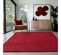 HomebyHome Tapis Coton Rouge 120x170 cm Lavable Style Boho Vintage Kilim Poils Courts Antidérapant Doux Uni Mélangé pour Salon Chambre Bureau Cuisine