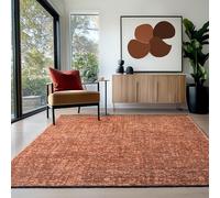 HomebyHome Tapis Coton Terracotta 160x230 cm Lavable Style Boho Vintage Kilim Poils Courts Antidérapant Doux Uni Mélangé pour Salon Chambre Bureau Cuisine