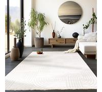 HomebyHome Tapis Couloir 80x150 cm Crème Moderne Scandinave Boho Uni Effet 3D Doux Lavable Facile d'entretien Antidérapant pour Entrée Hall Cuisine Chambre