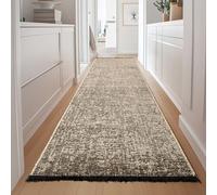 HomebyHome Tapis Couloir Coton Beige 80x250 cm Lavable Style Boho Vintage Kilim Poils Courts Antidérapant Doux Mélangé pour Cuisine Chambre Entrée