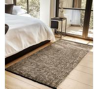 HomebyHome Tapis Couloir Coton Marron 80x150 cm Lavable Style Boho Vintage Kilim Poils Courts Antidérapant Doux Uni Mélangé pour Cuisine Chambre Entrée