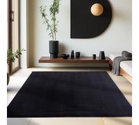 HomebyHome Tapis Couloir Lavable 80x250 cm Noir Moderne Uni Doux Antidérapant Facile d'entretien Lavable en Machine pour Entrée Chambre Cuisine