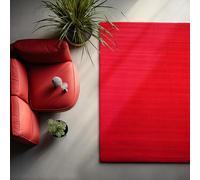 HomebyHome Tapis Couloir Lavable 80x250 cm Rouge Moderne Uni Doux Antidérapant Facile d'entretien Lavable en Machine pour Entrée Chambre Cuisine