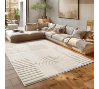 HomebyHome Tapis Crème 280x370 cm, Très Grand Tapis Shaggy, Poils Longs, Doux, Décoration Salon Style Scandinave Boho