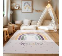 HomebyHome Tapis Enfant Multicolore 100x150 cm Arc-en-Ciel Design Moderne Antidérapant Lavable Doux Antiallergique Chambre