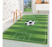 HomebyHome Tapis Enfant Vert 80x120 cm Stade Football Design Moderne Antidérapant Lavable Facile Entretien Doux Antiallergique Chambre