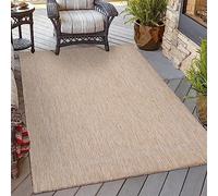 HomebyHome Tapis Extérieur 120x170 cm Beige Design Bordure Tissage Plat Résistant aux Intempéries Lavable pour Balcon Terrasse Jardin Salon
