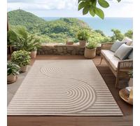 HomebyHome Tapis Extérieur Beige 120x170 cm Résistant aux Intempéries UV Facile d'entretien Design Scandinave Boho pour Cuisine Balcon Terrasse Jardin Salon