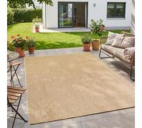 HomebyHome Tapis Extérieur Beige 280x370 cm Balcon Terrasse Jardin Résistant aux intempéries UV résistant XL Très Grand Uni Tissage Plat Facile à Nettoyer Robuste Moderne